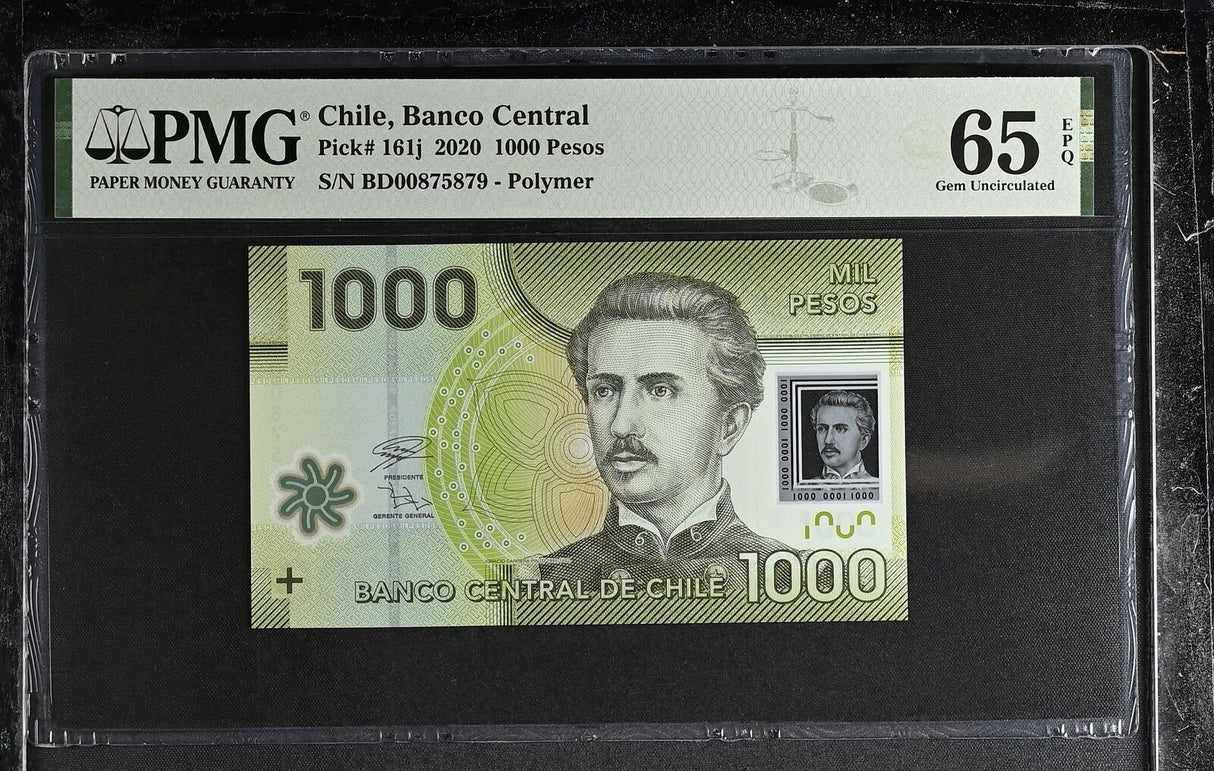 Chile 1000 Pesos 2020 P 161 j Polymer Gem UNC PMG 65 EPQ