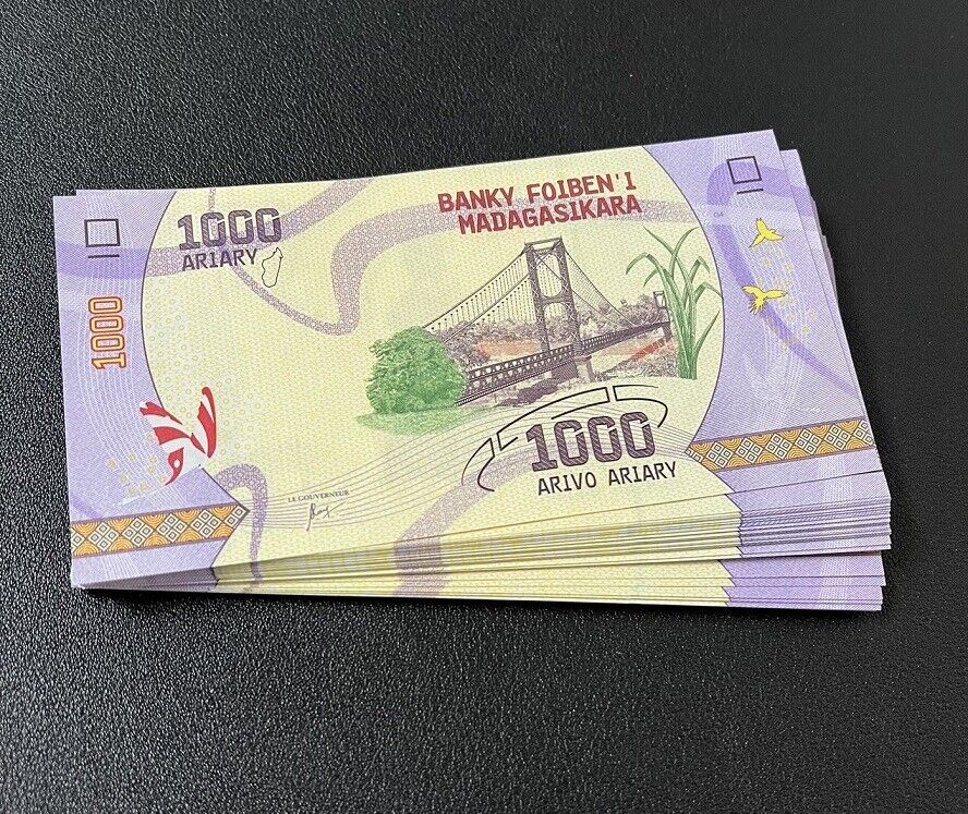 Madagascar 1000 Ariary 2017 P 100 UNC LOT 25 PCS