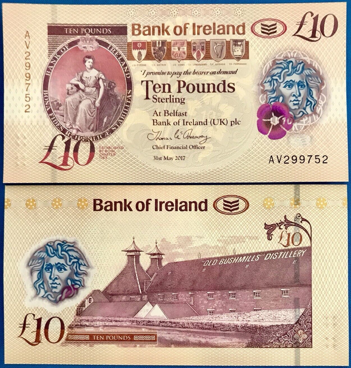 Northern Ireland 10 Pounds 2017/2019 P 91 Polymer BOI UNC