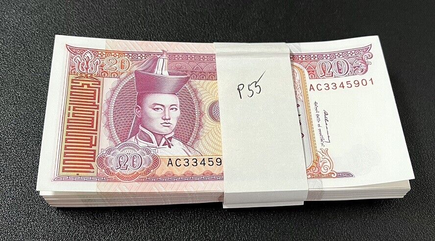 Mongolia 20 Tugrik ND 1993 P 55 UNC Lot 100 Pcs