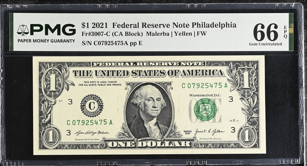 United States 1 Dollar Usa 2021 P 549 C Philadelphia Gem UNC PMG 66 EPQ