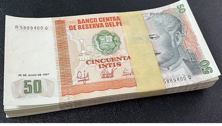 Peru 50 Intis 1987 P 131 UNC LOT 100 PCS 1 Bundle