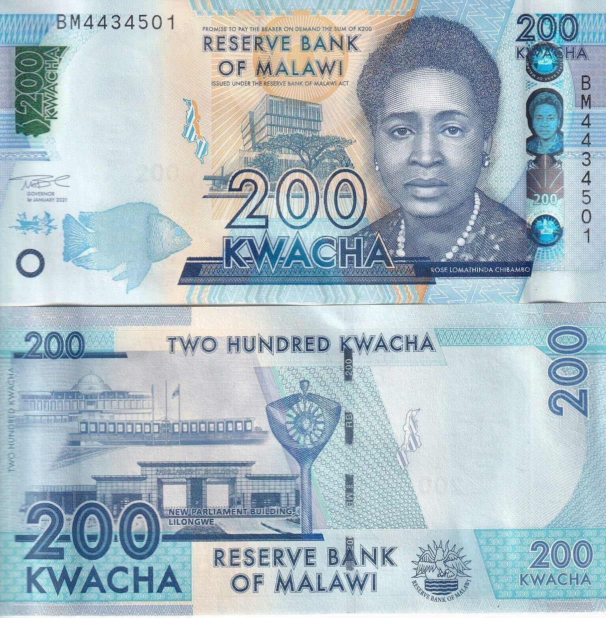 Malawi 200 Kwacha 2021 P 65A UNC