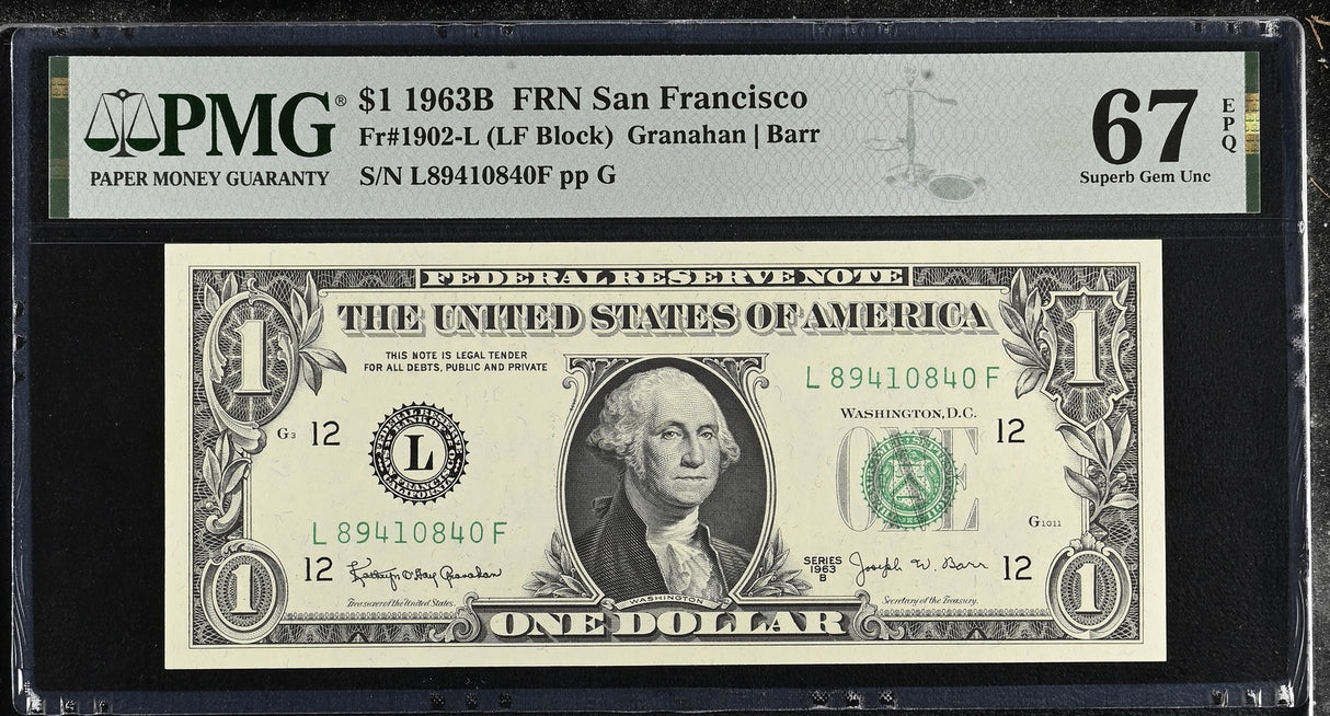 United States 1 Dollar USA 1963B P 443 San Francisco Superb Gem UNC PMG 67 EPQ