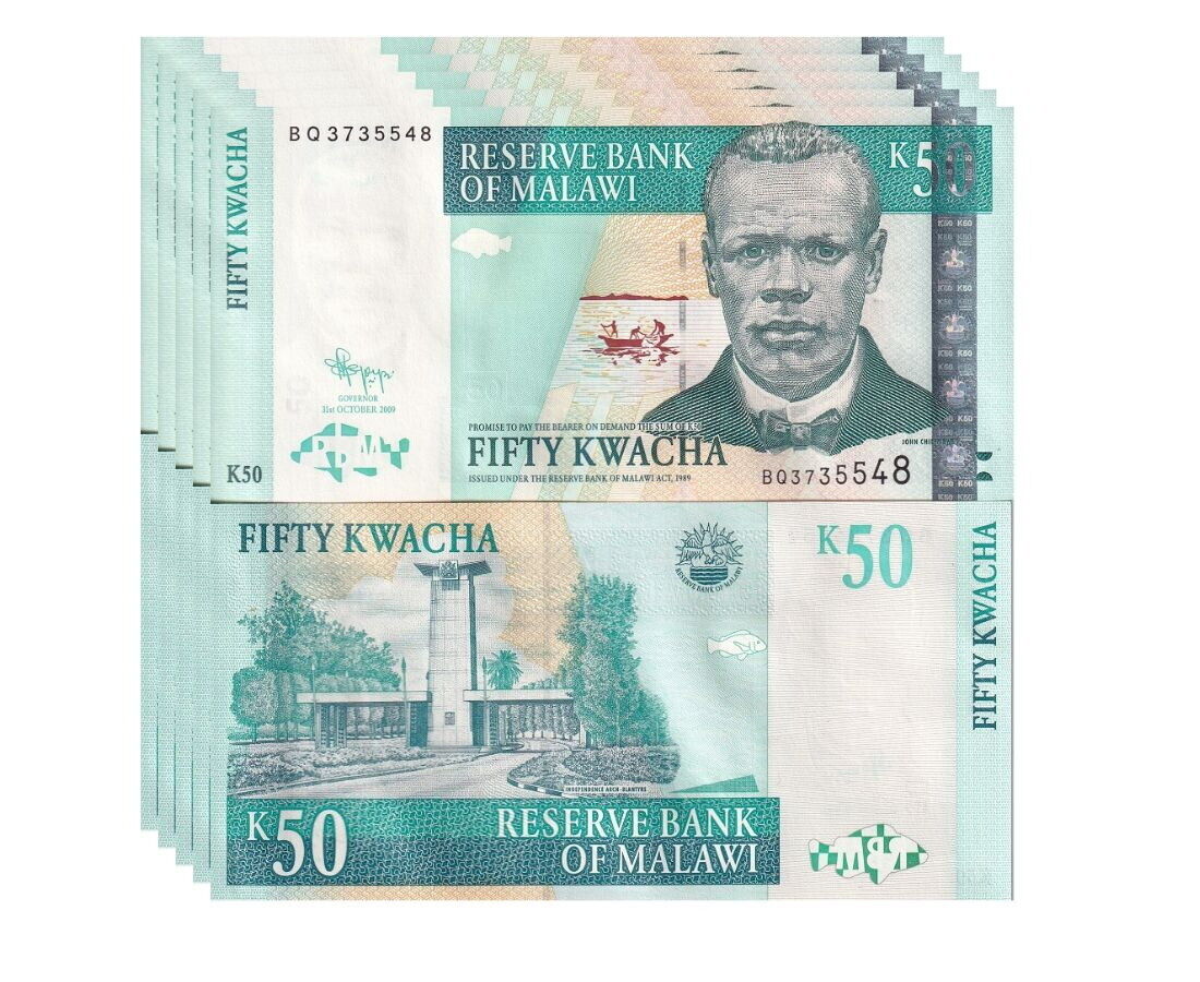 Malawi 50 Kwacha 2009 P 53 d UNC LOT 5 PCS