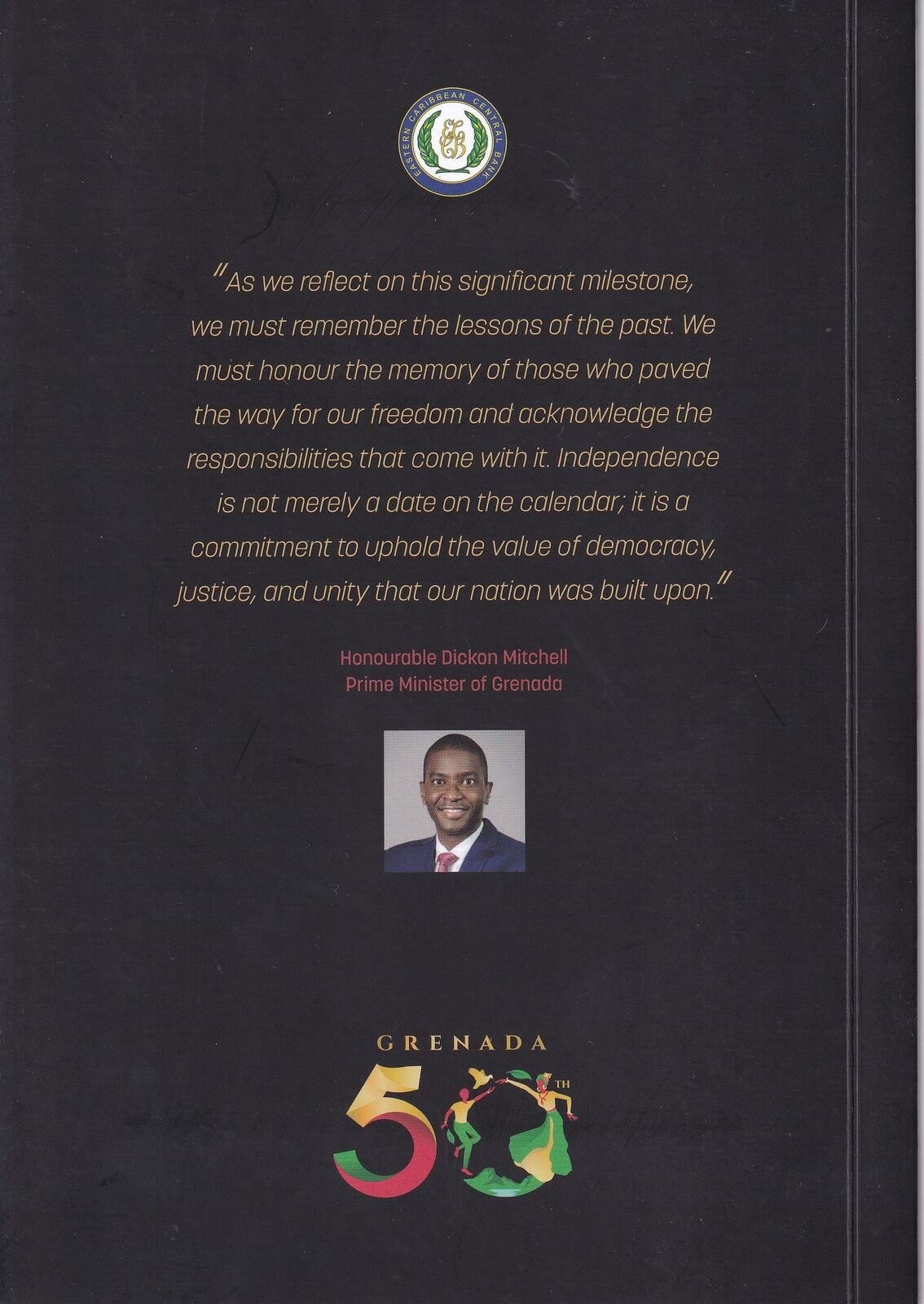 East Caribbean 50 Dollars 2024 50th Grenada Polymer Comm. P 62 UNC W/ Folder