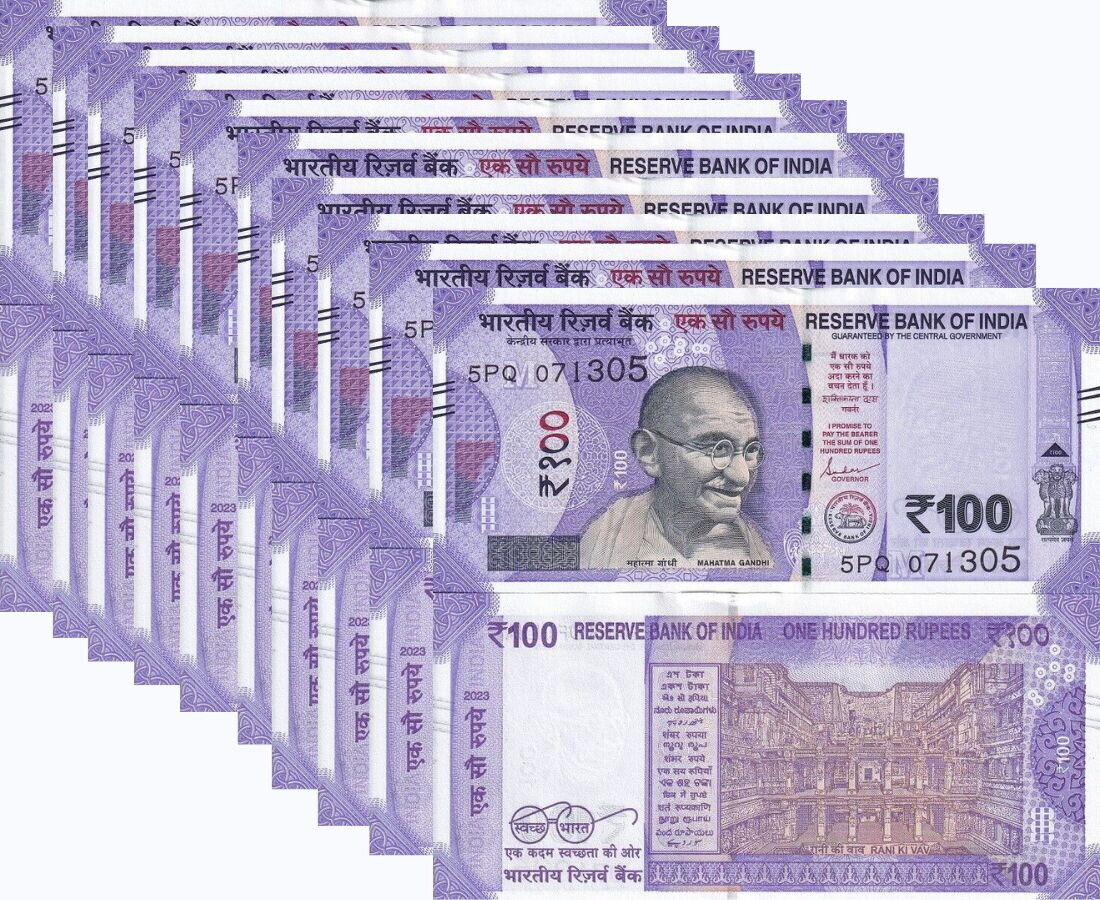 India 100 Rupees 2023 P 112 UNC LOT 10 PCS