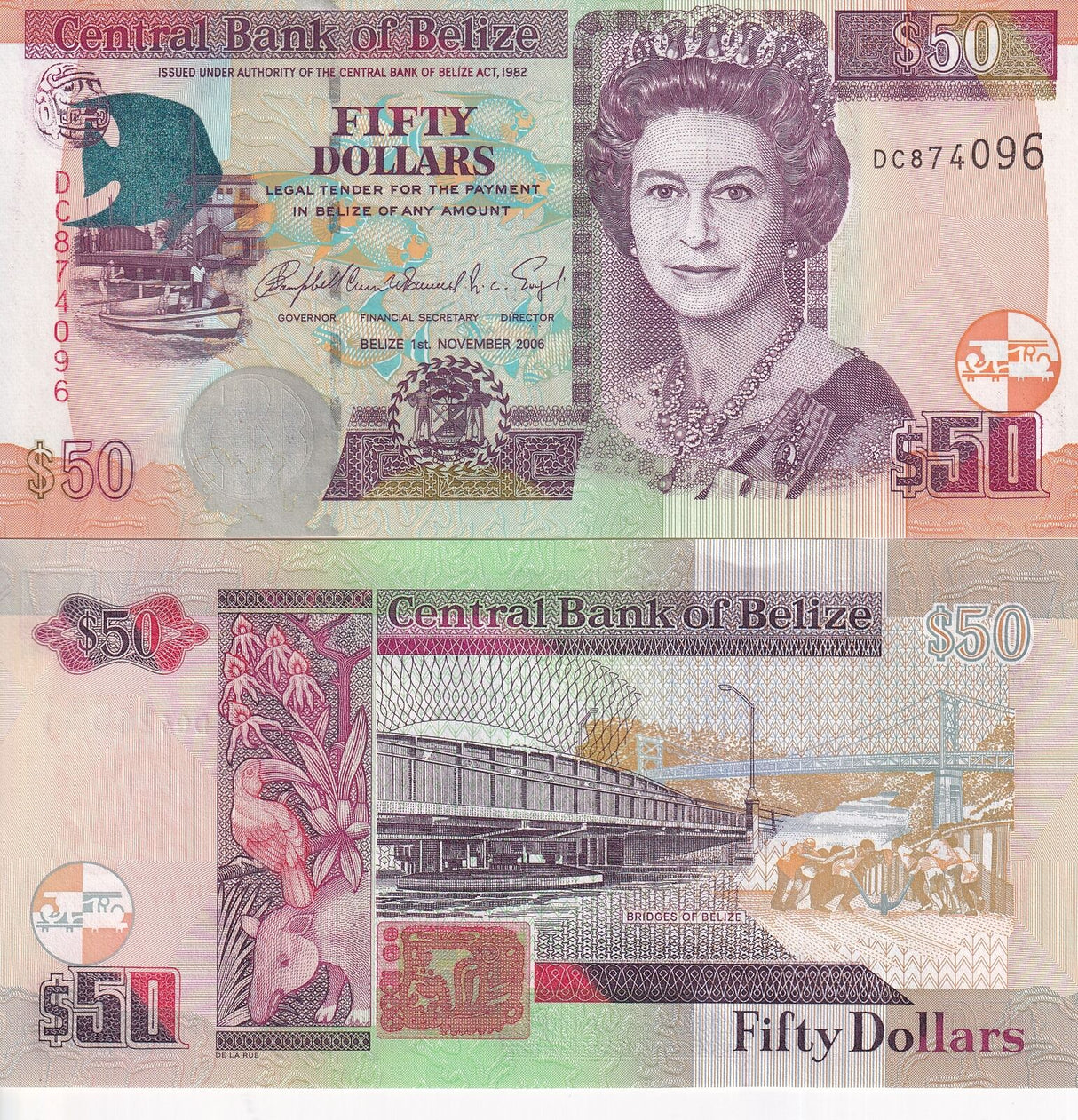 Belize 50 Dollars 2006 P 70 b QEII UNC