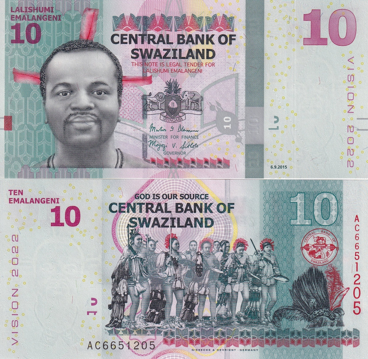 Swaziland 10 Emelangeni 2015 P 41 Commemorative UNC