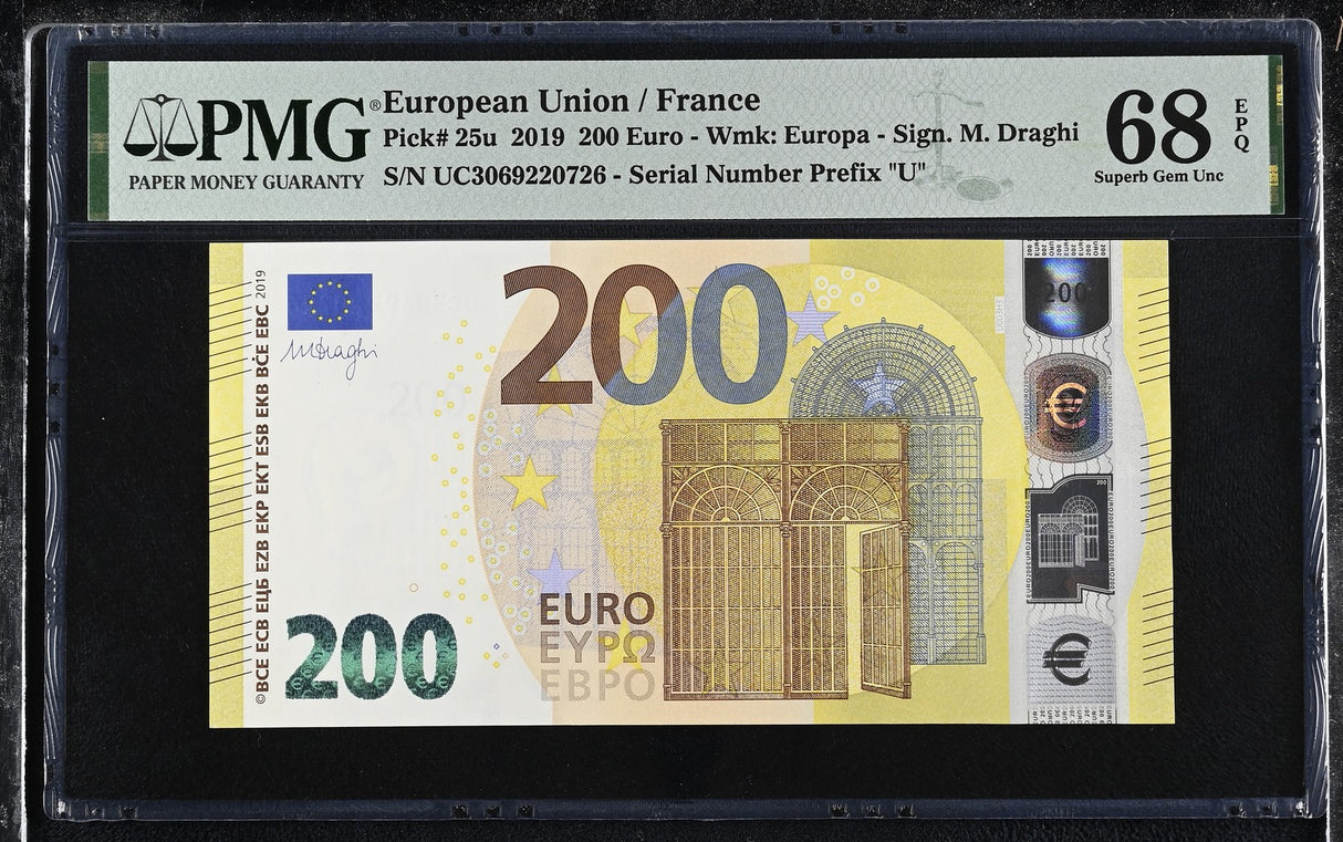 Euro 200 Euro France 2019 P 25 u Superb Gem UNC PMG 68 EPQ