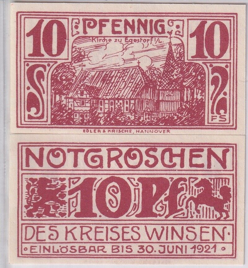 Germany Notgeld Winsen 10 Pfennig 1921 UNC