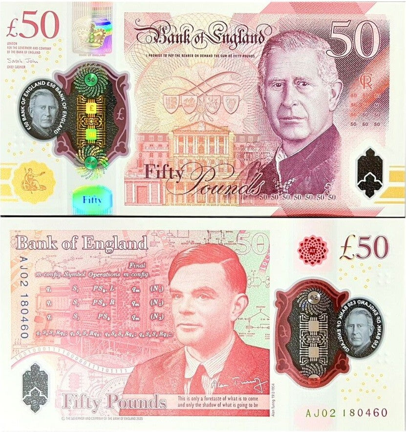 Great Britain 50 Pounds 2023/2024 P 401 ENGLAND King Charles III Polymer UNC
