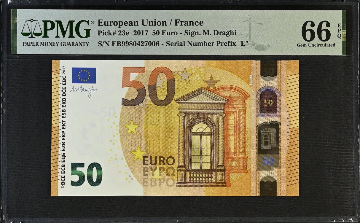 Euro 50 Euro 2017 France P 23 e Gem UNC PMG 66 EPQ
