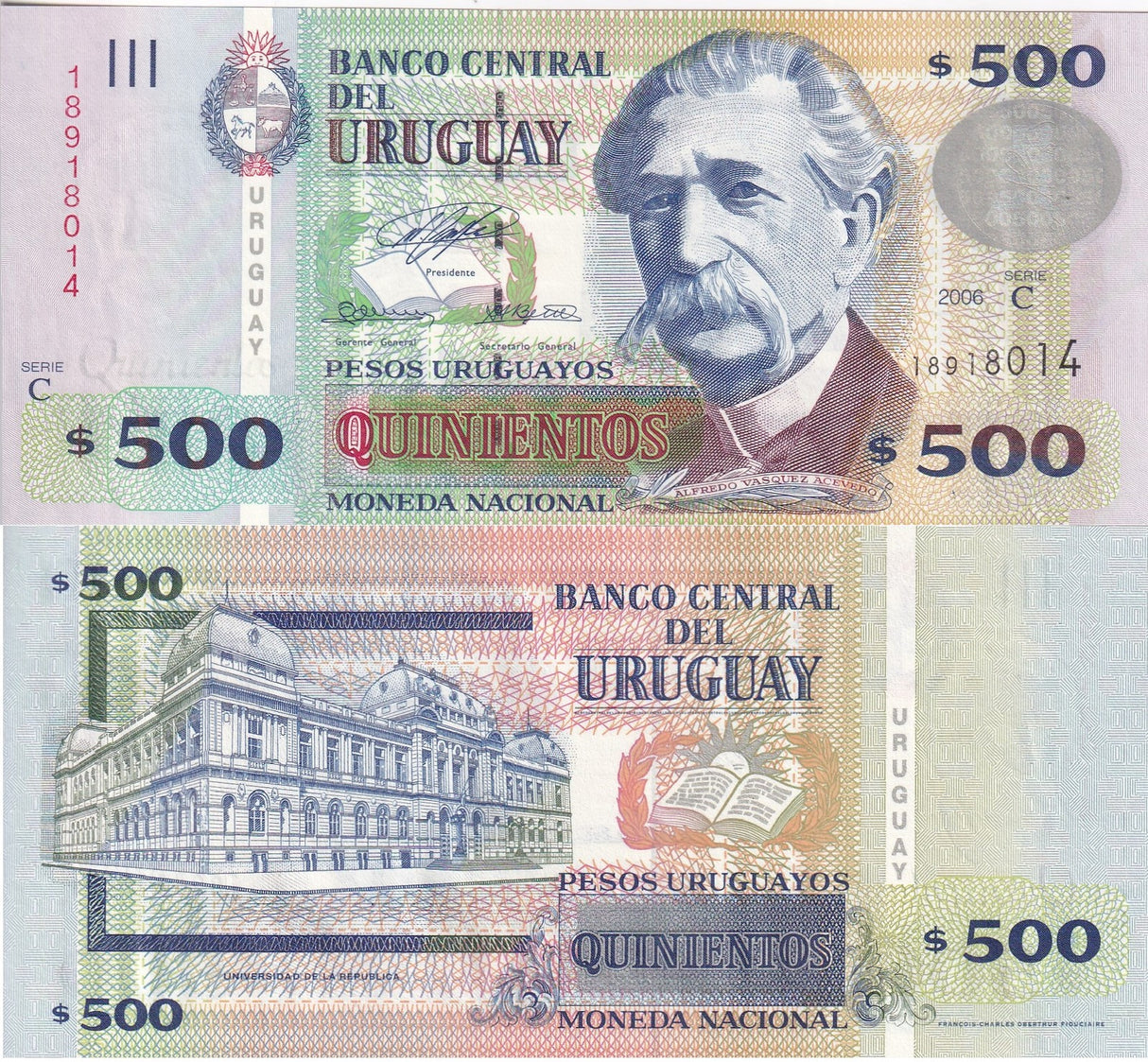 Uruguay 500 Pesos 2006 P 90 a UNC