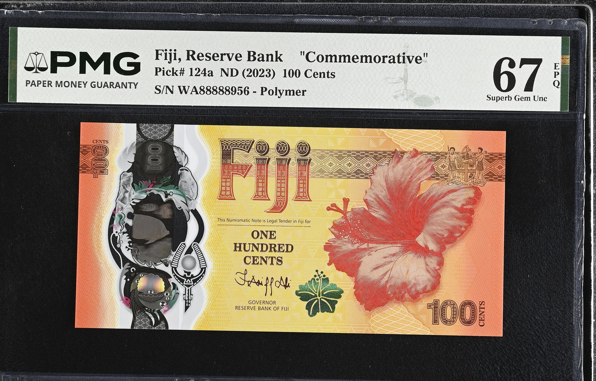 Fiji 100 Cents ND 2023 Dragon Comm. P 124 a Superb Gem UNC PMG 67 EPQ