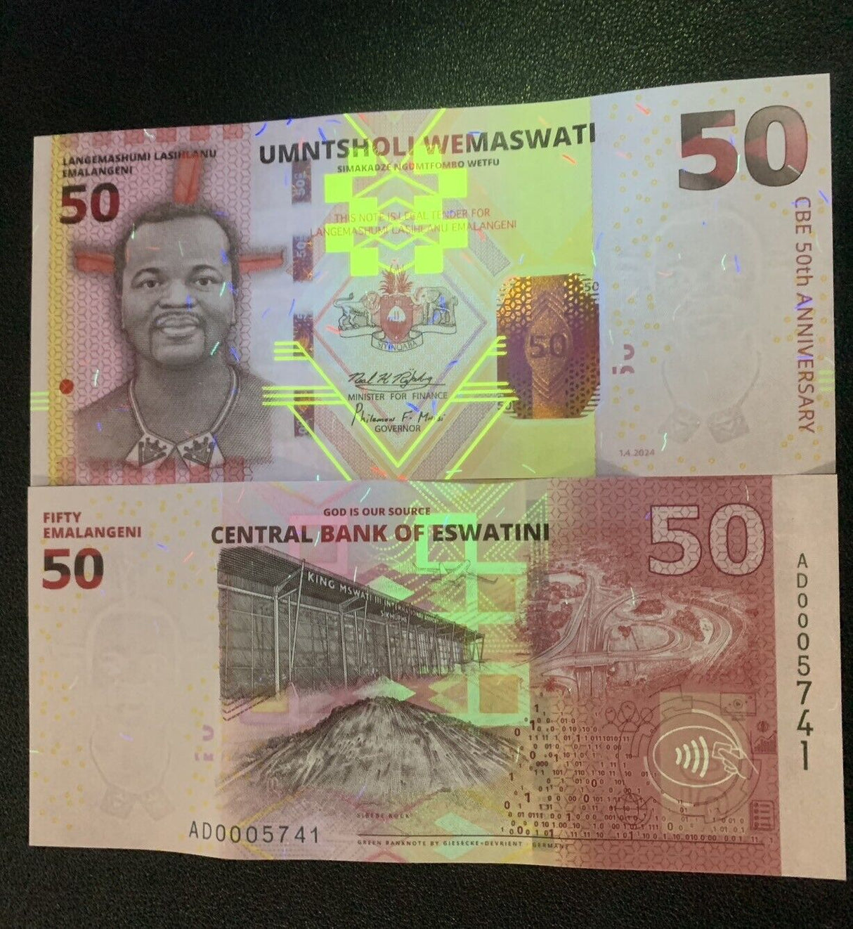 Eswatini 50 Emalangeni Swaziland 2024 50th Comm. P 46 UNC LOT 20 Pcs 1/4 BUNDLE