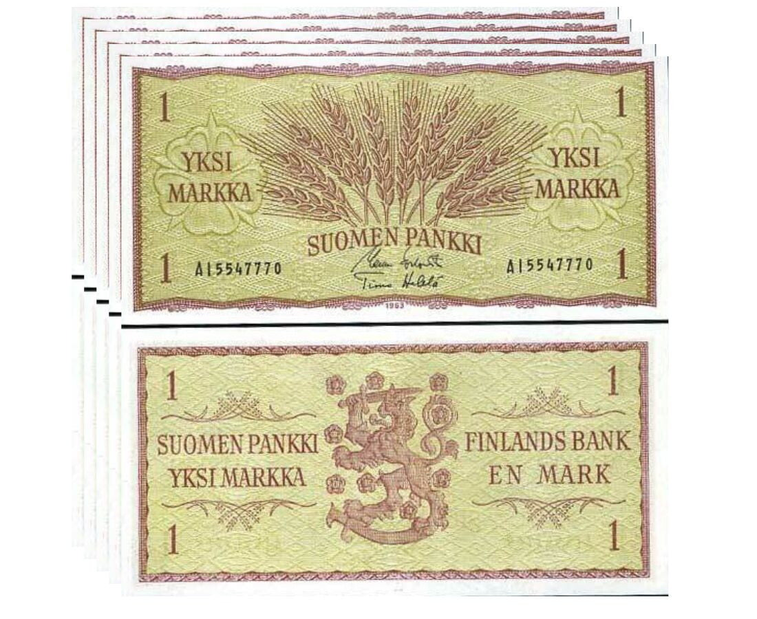 Finland 1 Markka 1963 P 98 UNC LOT 5 PCS