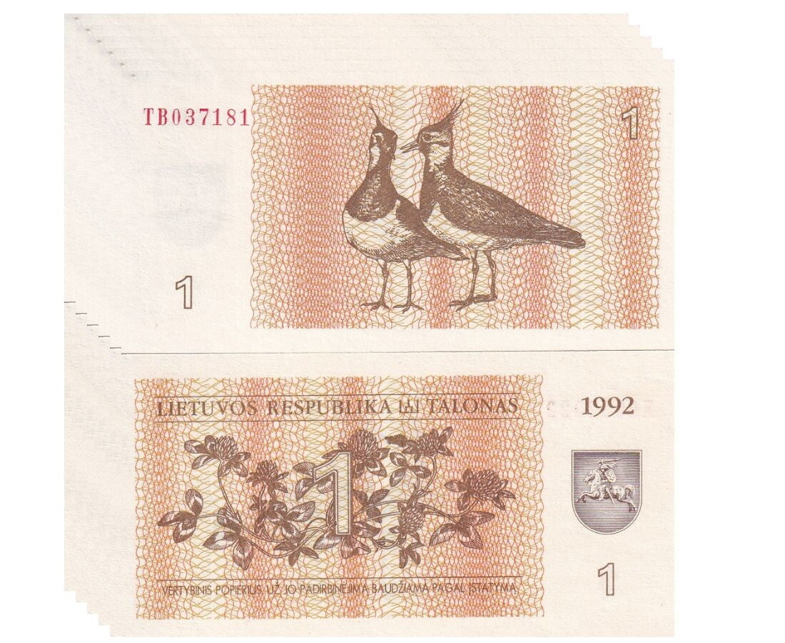 Lithuania 1 Talonas 1992 P 39 UNC LOT 5 PCS