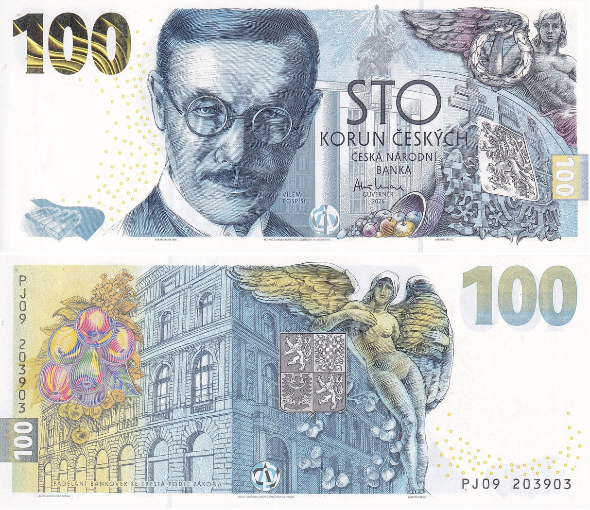 Czech Republic 100 Korun 2026 Commemorative 1919-2019 Prague P New UNC official Folder