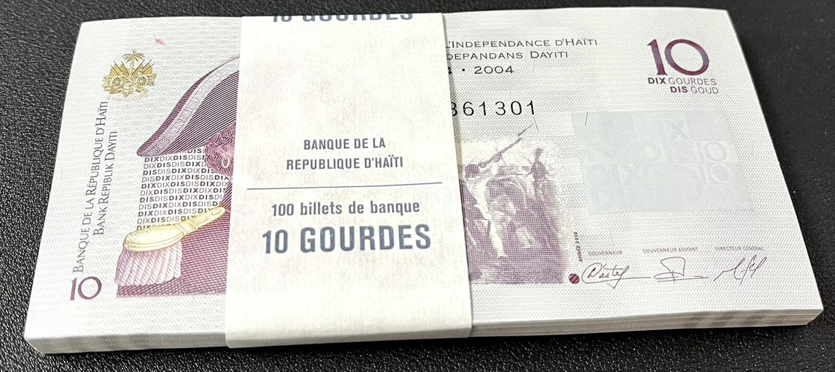 Haiti 10 Gourde 2010 Commemorative Independence P 272 UNC LOT 100 PCS 1 Bundle