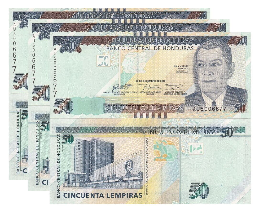 Honduras 50 Lempiras 2016 P 104 UNC LOT 3 PCS
