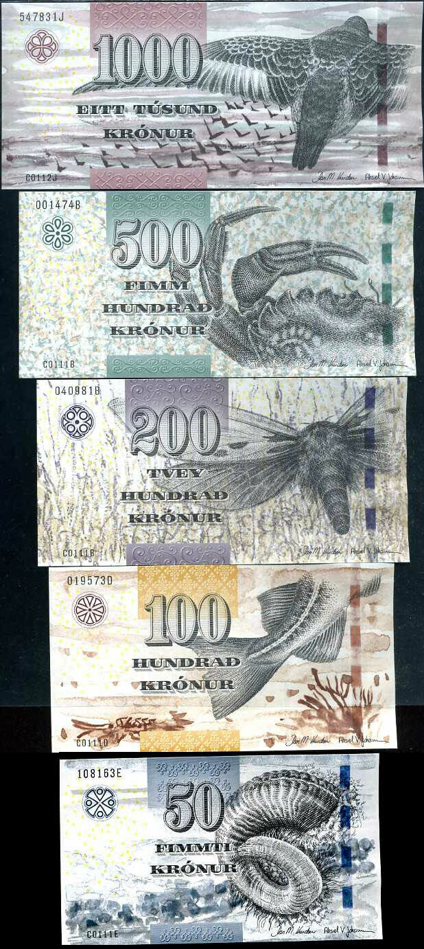Faeroe Islands SET 5 UNC 50 100 200 500 1000 K 2011/2012 P 29 30 31 32 33