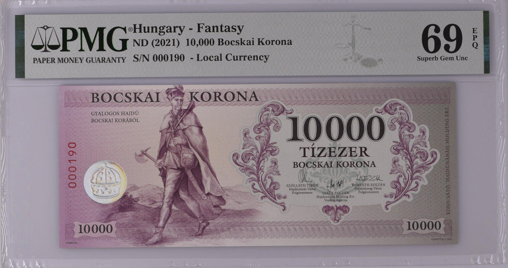 Hungary 10000 Bocskai Korona ND 2021 P NEW Superb Gem UNC PMG 69 EPQ