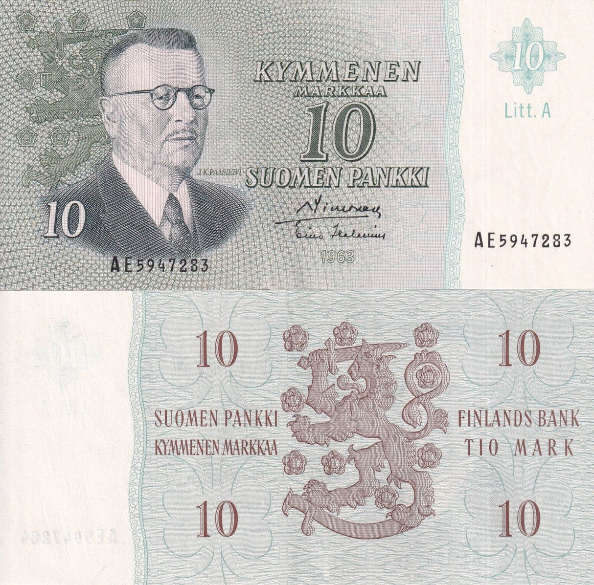Finland 10 Markkaa 1963 P 104 UNC