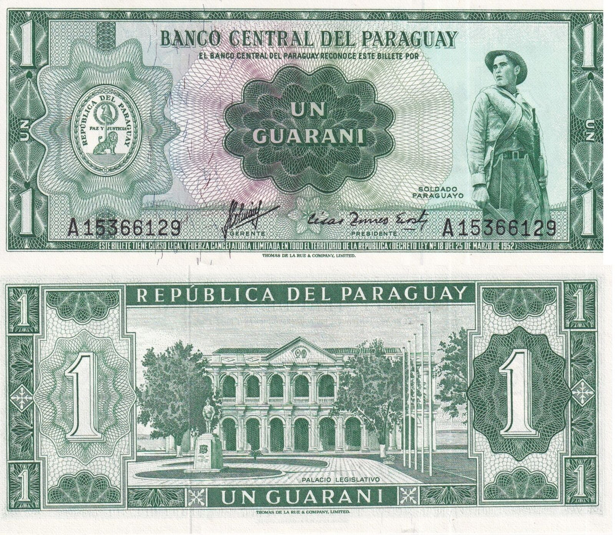 Paraguay 1 Guaranies 1963 P 193 b UNC