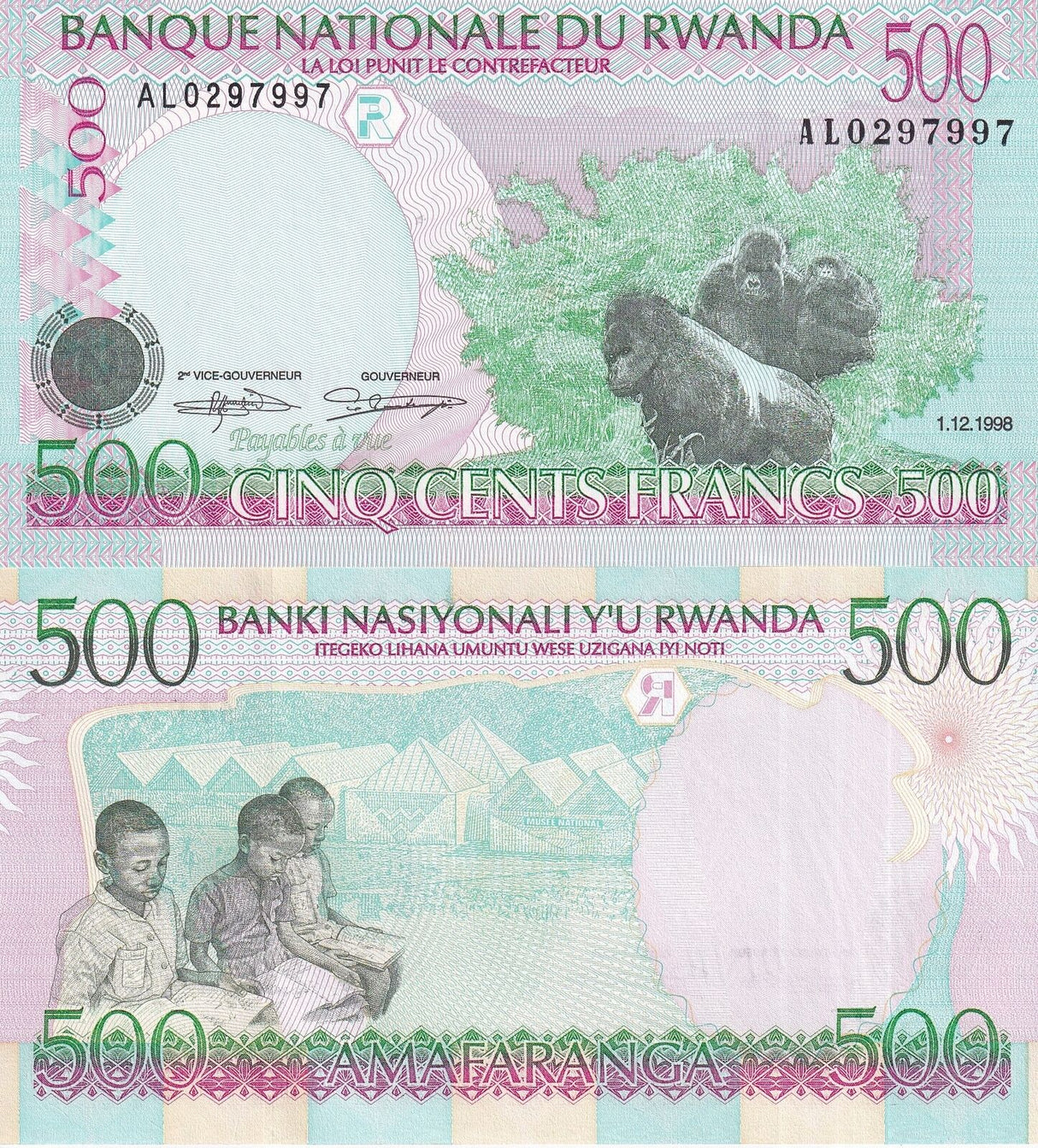 Rwanda 500 Francs 1998 P 26 b UNC