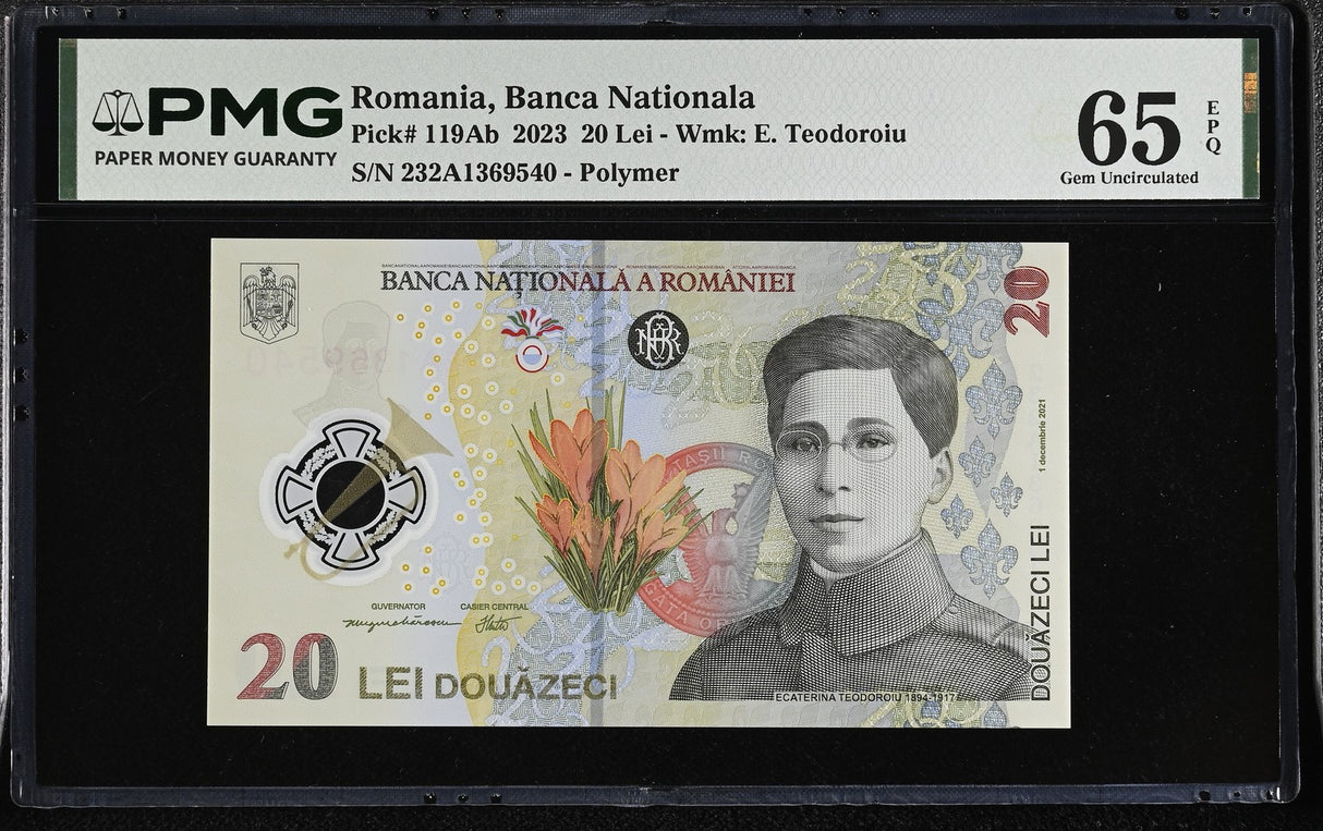 Romania 20 Lei 2023 P 119Ab Polymer Gem UNC PMG 65 EPQ