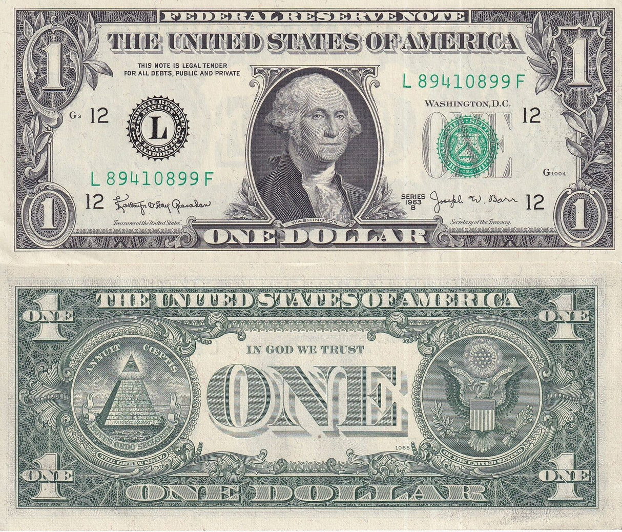 United States 1 Dollars USA 1993B P 433 c "L" San Francisco CA AUnc