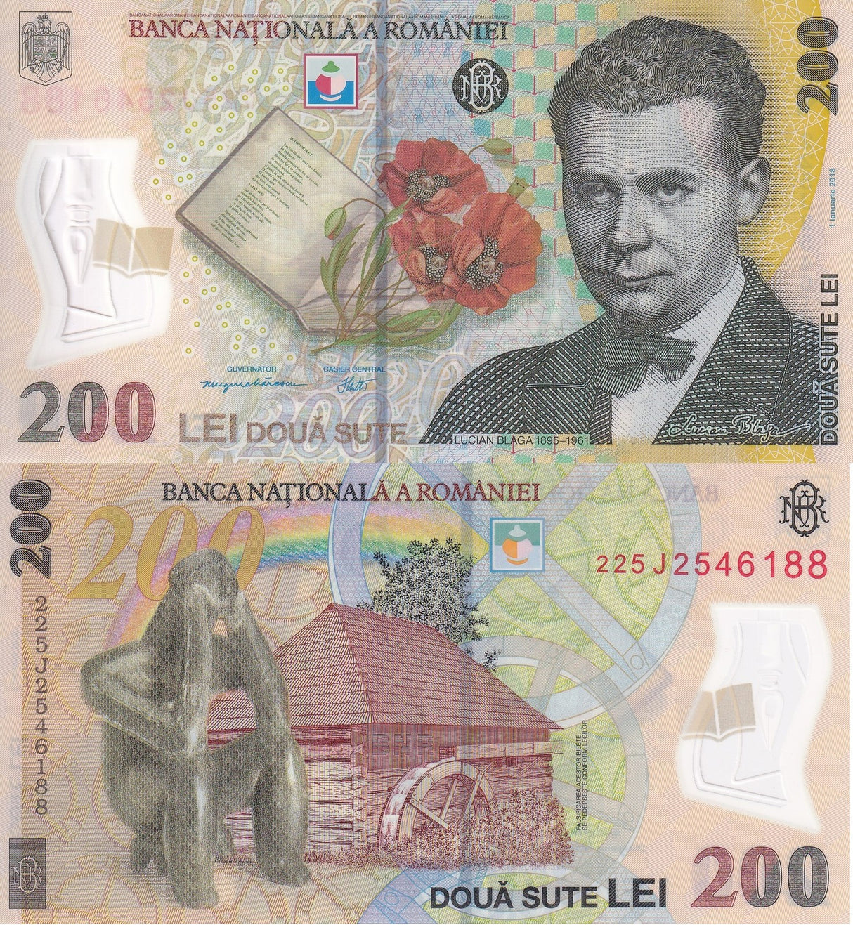 Romania 200 Lei 2022 P 122 Polymer Aunc