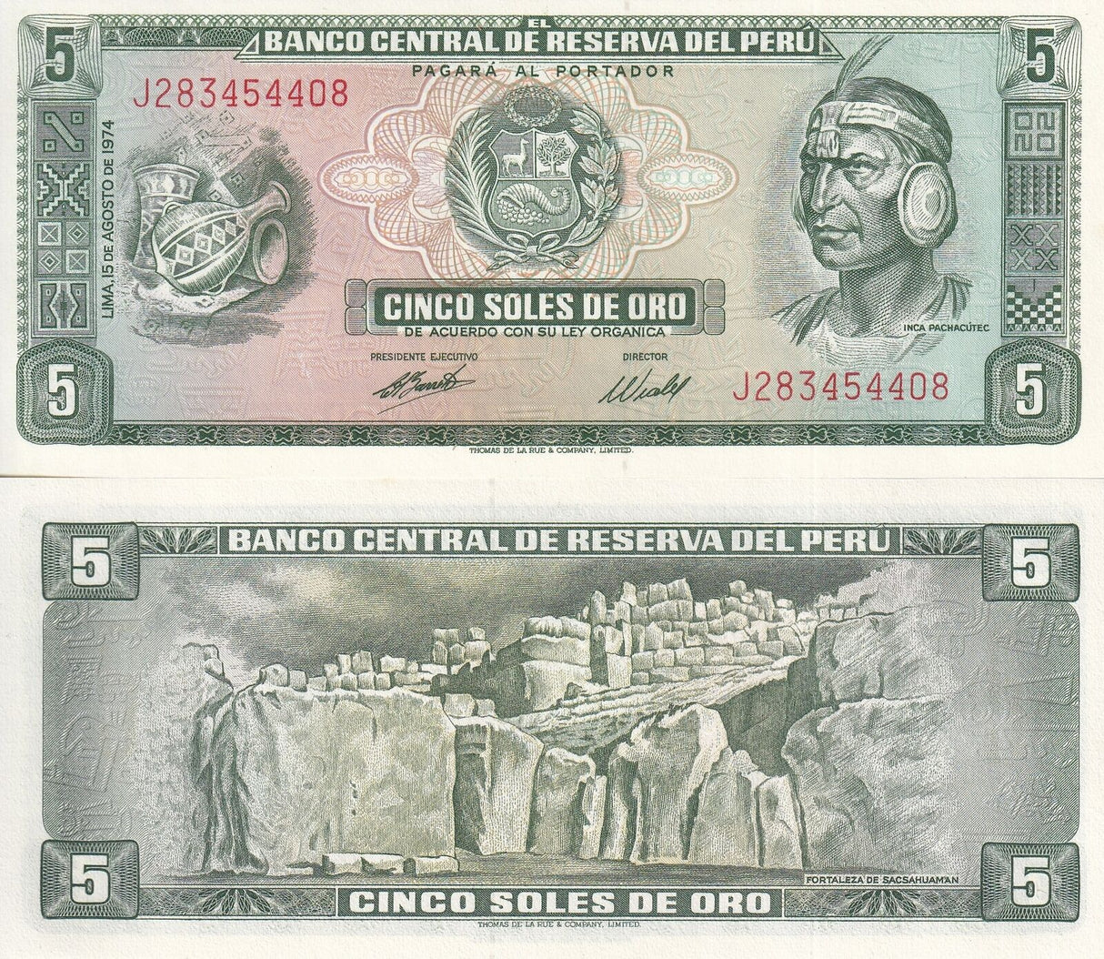 Peru 5 Soles De Oro 1974 P 99 c UNC