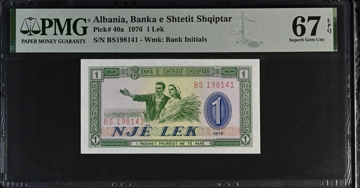 Albania 1 Lek 1976 P 40 a Superb Gem UNC PMG 67 EPQ