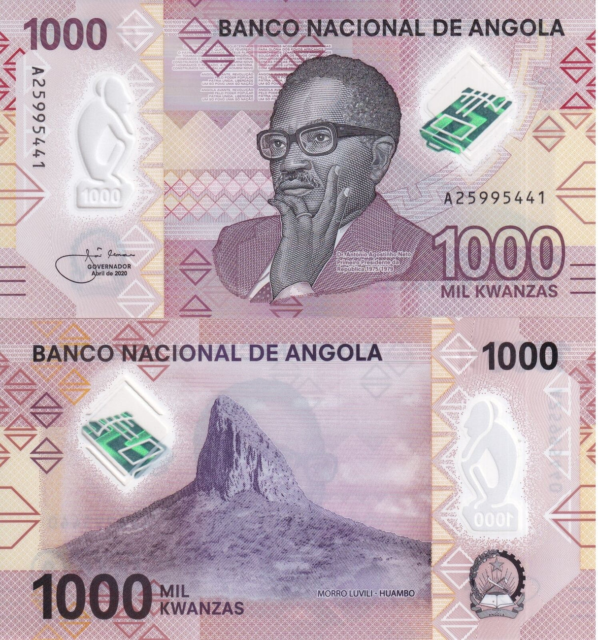 Angola 1000 Kwanzas 2020 P 162 a Polymer UNC
