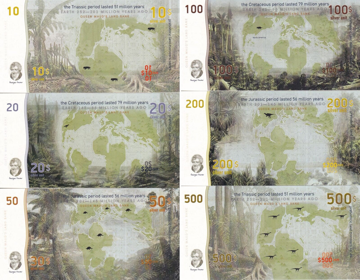 Queen Maud Land Set 6 Dinosaurs 10-200 500 Triceratop Parasanrolophus Fantasy