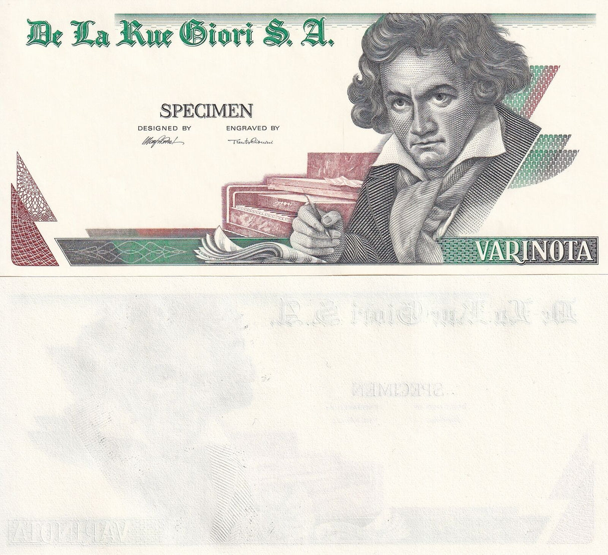 TEST Note set 3 BEETHOVEN SPECIMEN VARINOTA DE LA RUE