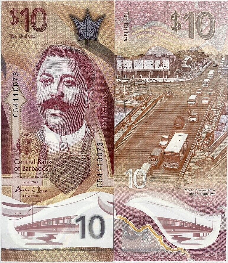 Barbados 10 Dollars ND 2022 Polymer P 82 UNC