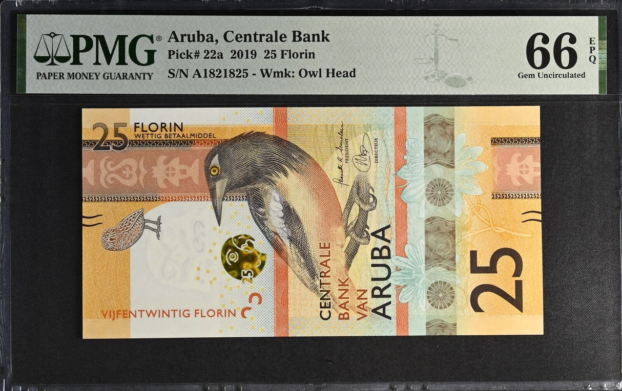 Aruba 25 Florin 2019 P 22 a Gem UNC PMG 66 EPQ