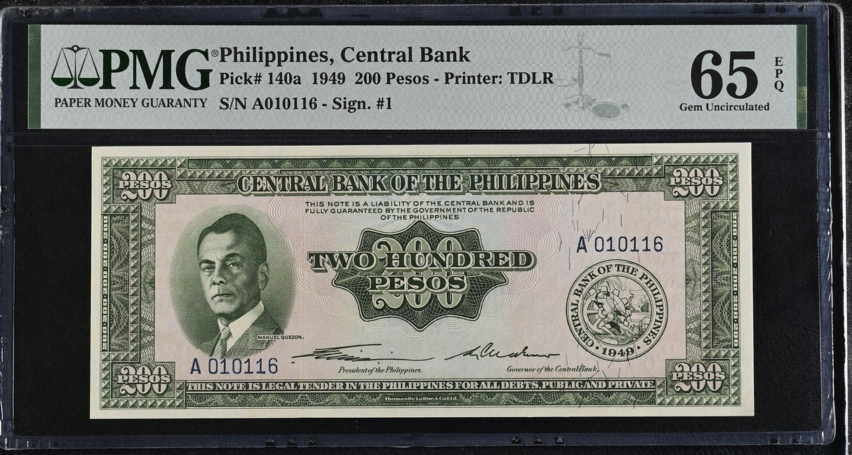 Philippines 200 Pesos 1949 P 140 a Gem UNC PMG 65 EPQ PNB