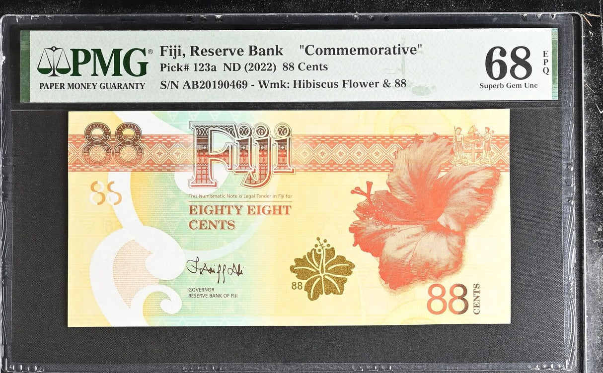 Fiji 88 Cents ND 2022 Comm. P 123 a AB Commemorative Superb Gem UNC PMG 68 EPQ