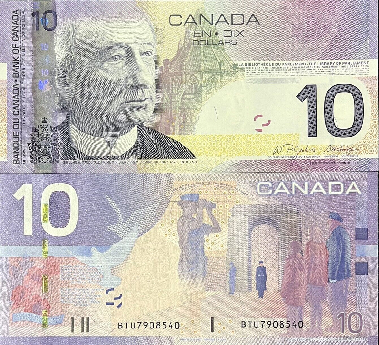Canada 10 Dollars 2005/2007 P 102Ac Sign Jenkins & Dodge UNC