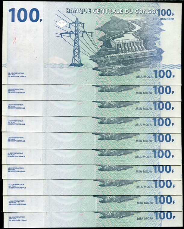 Congo 100 Francs 2013 P 98 UNC LOT 10 PCS