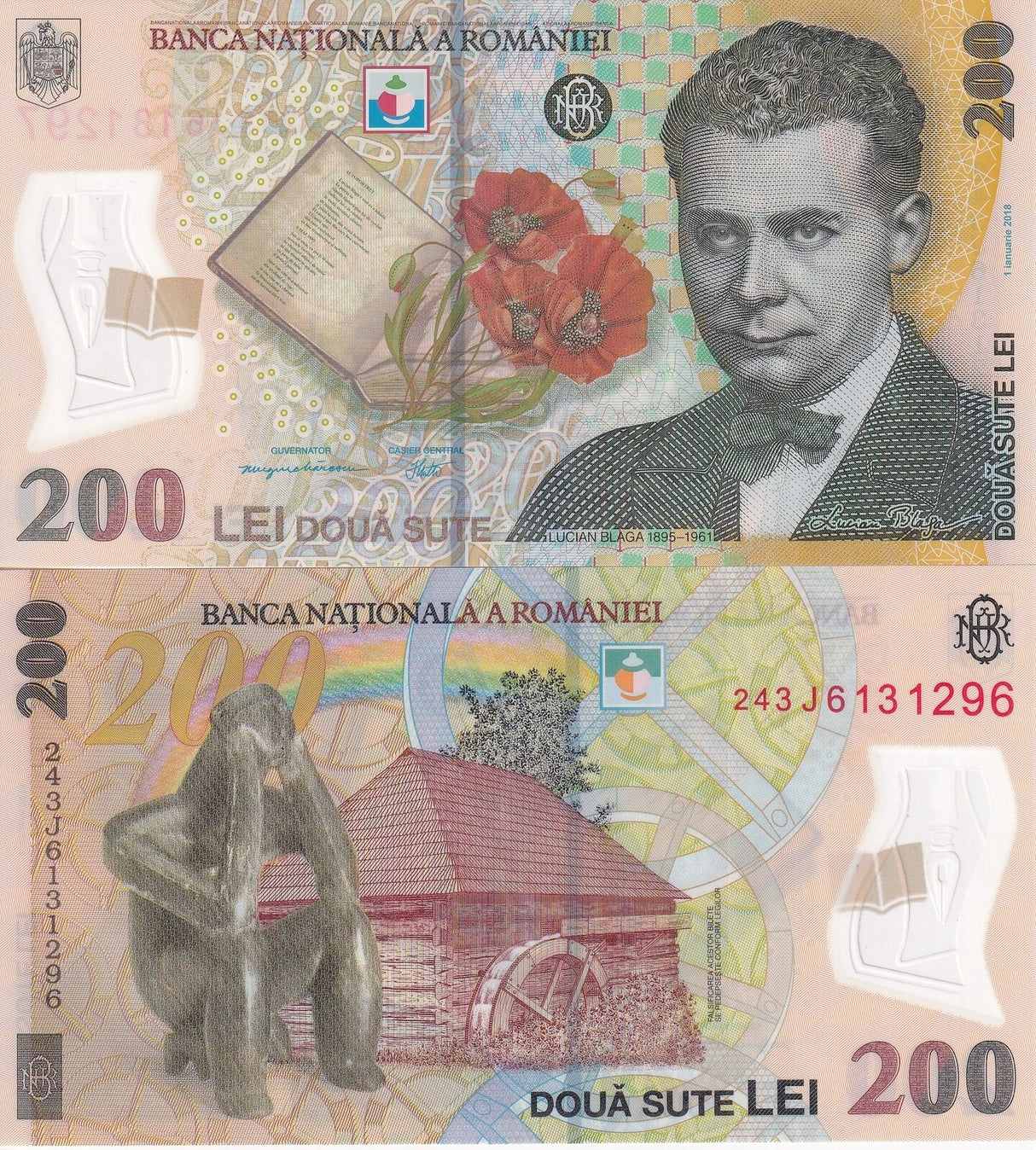 Romania 200 Leu 2018/2024 P 122 Polymer UNC
