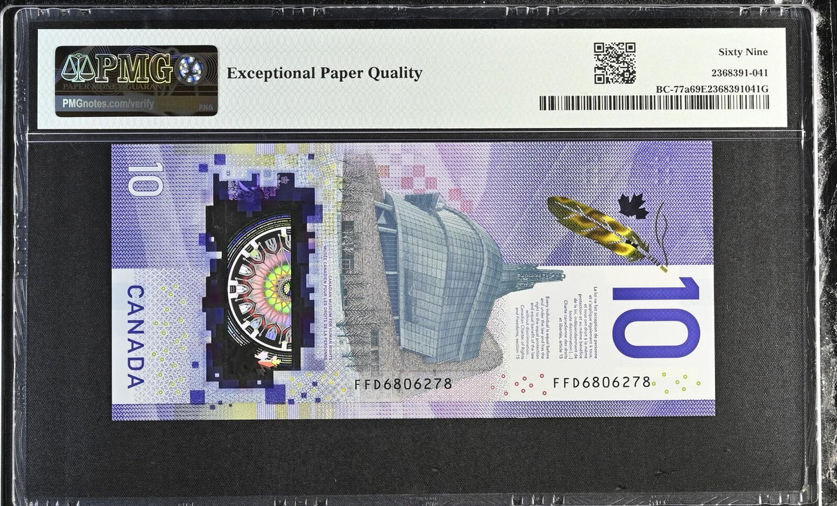 Canada 10 Dollars 2018 P 113 Polymer Wilkins Poloz Superb Gem UNC PMG 69 EPQ