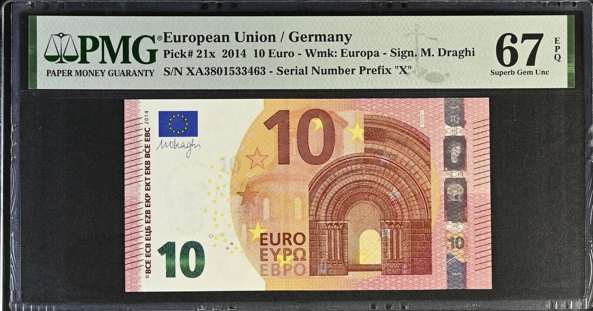 Euro 10 Euro Germany 2014 P 21 x Superb Gem UNC PMG 67 EPQ