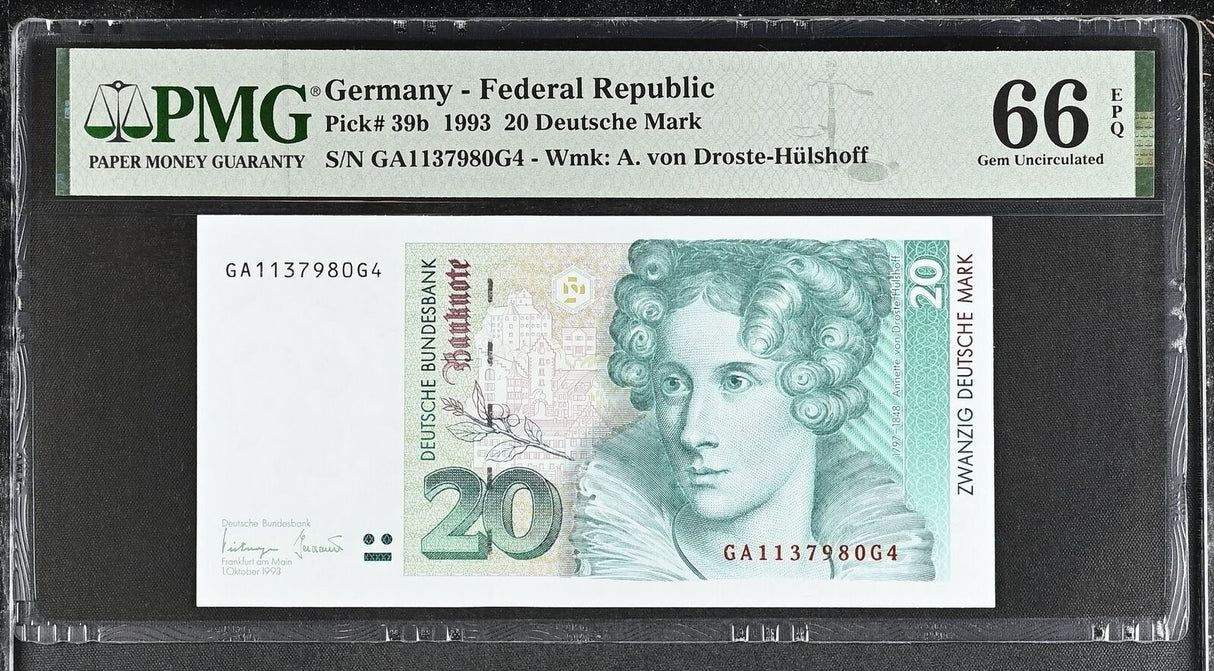 Germany 20 Mark 1993 P 39 b Gem UNC PMG 66 EPQ