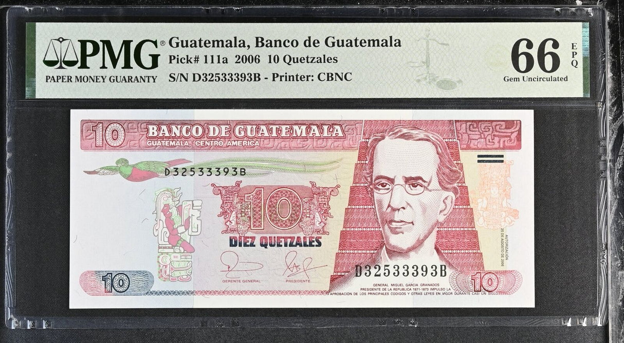 Guatemala 10 Quetzales 2006 P 111 a Gem UNC PMG 66 EPQ