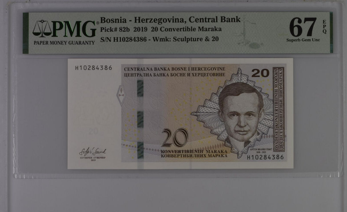 Bosnia 20 Convertible Maraka 2019 P 82 b Superb Gem UNC PMG 67 EPQ